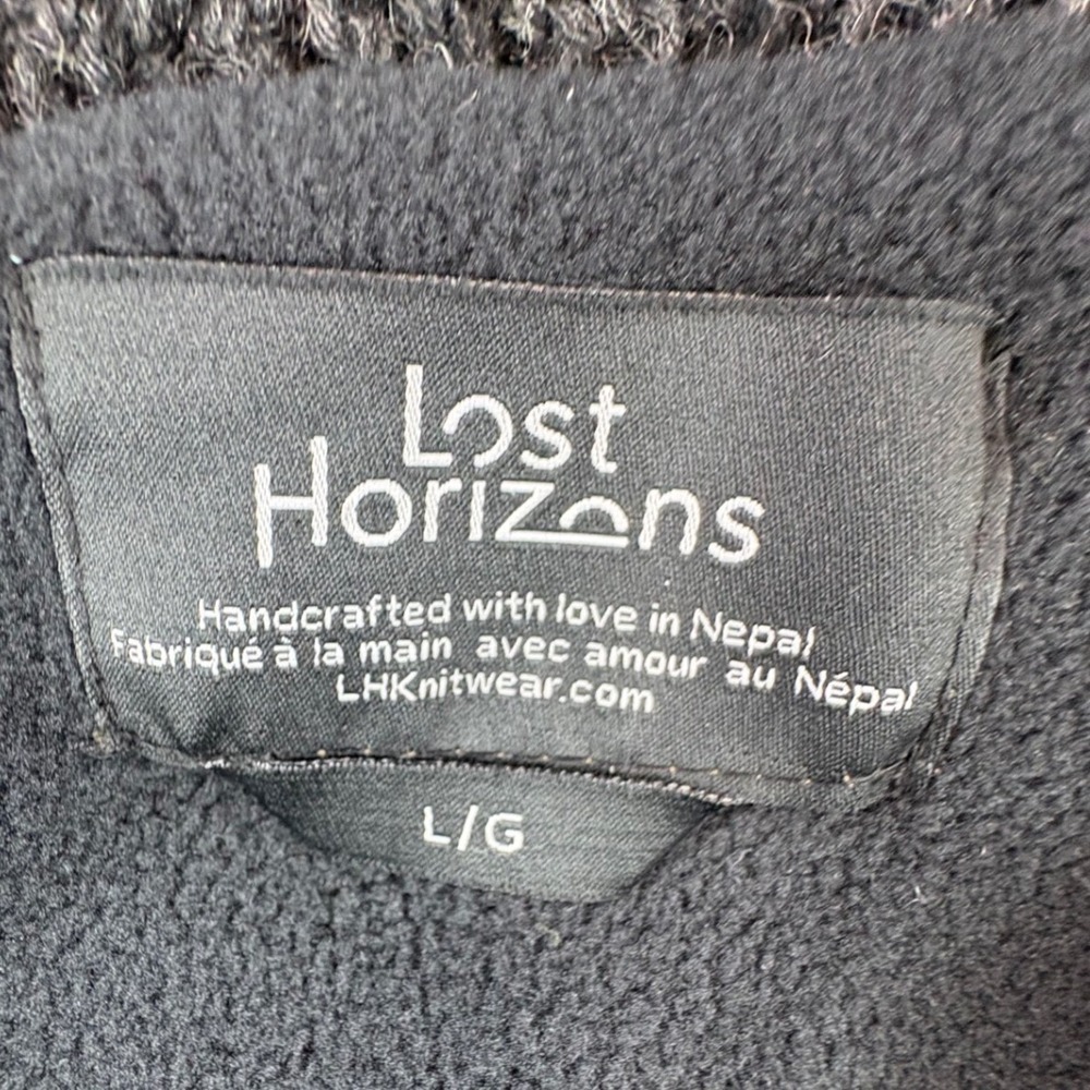 Lost Horizons Cardigan Mens L Gray Wolf Heavyweight Wool Full Zip Nepal - Picture 9 of 14